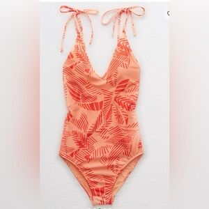 Aerie V one piece swimsuit peach orange large. Resortwear